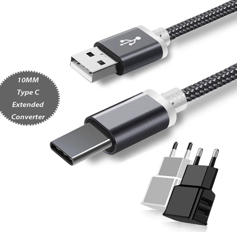 

10mm Connector USB Type C Nylon Data Cable Long Usb Cord Wire For Blackview BV8000 BV9000 Pro Leagoo Umidigi Doogee Usb Charger