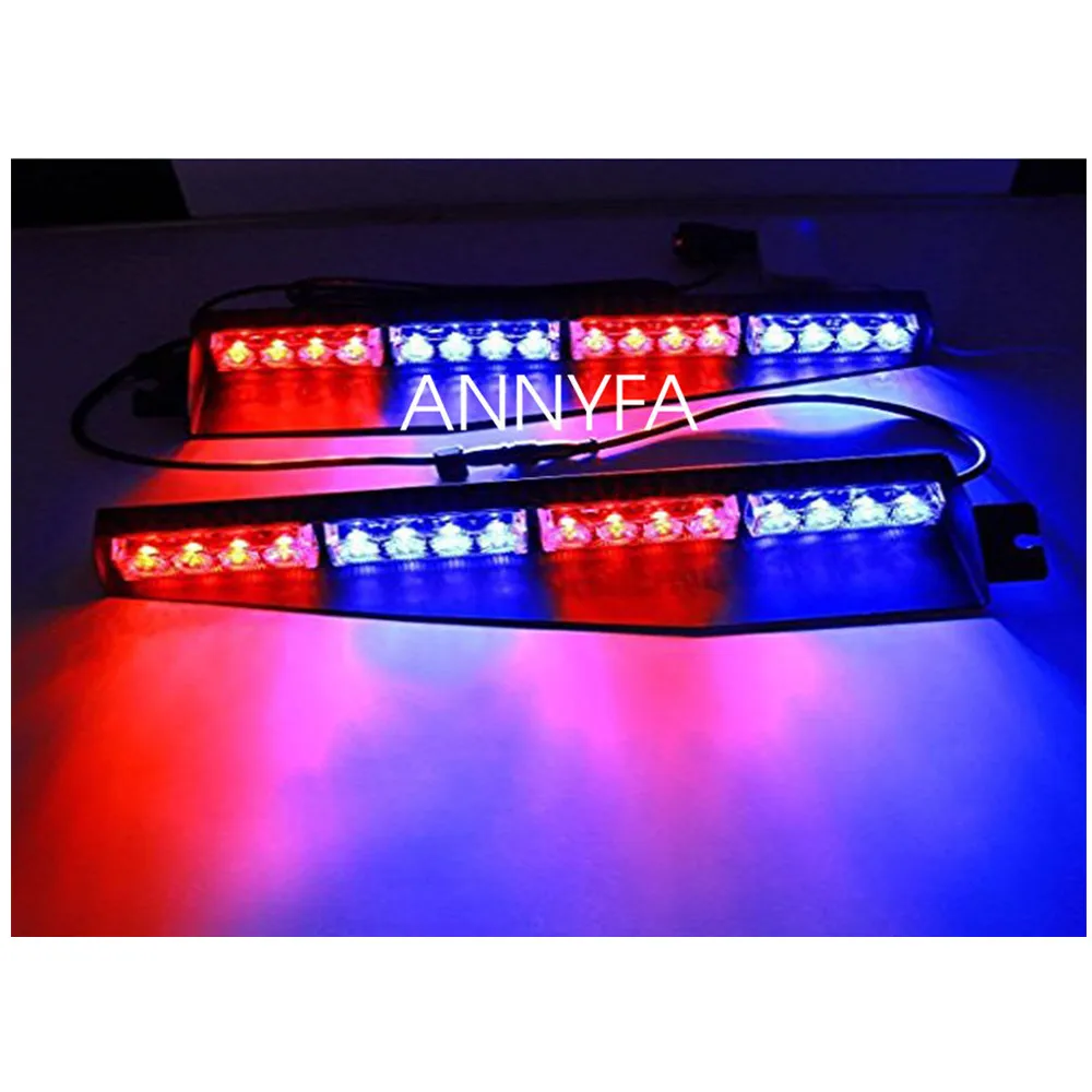 

CYAN SOIL BAY 32 LED Car Emergency Warning Strobe Visor Mount Deck Dash Light Bar Red&Blue