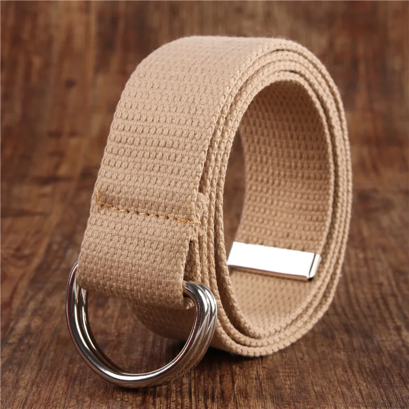 mens braided leather belt Fashion men / women belt D Shaped Double Ring Buckle Simple Solid Cotton Canvas All-match Unisex Canvas Belts Waist Belt luxury best belts for men Belts