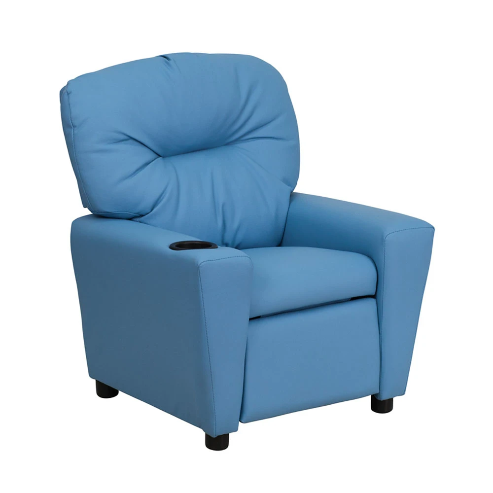 Flash Furniture Contemporary Light Blue Vinyl Kids Recliner with Cup Holder [863-BT-7950-KID-LTBLUE-GG]