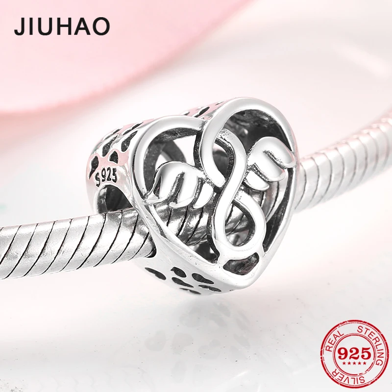 

100% Authentic Angel wings Heart Beads For Jewelry making Charms 925 Sterling Silver Fit Original Pandora Charm Bracelet