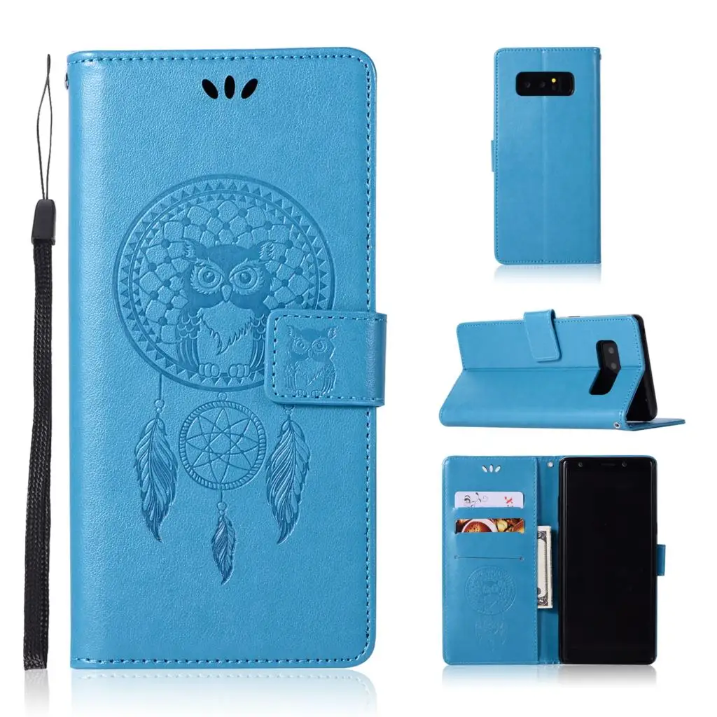 Owl embossed Wallet Case For Samsung Galaxy Note 8 Leather Flip Cover for Mobile Phone Shell | Мобильные телефоны и