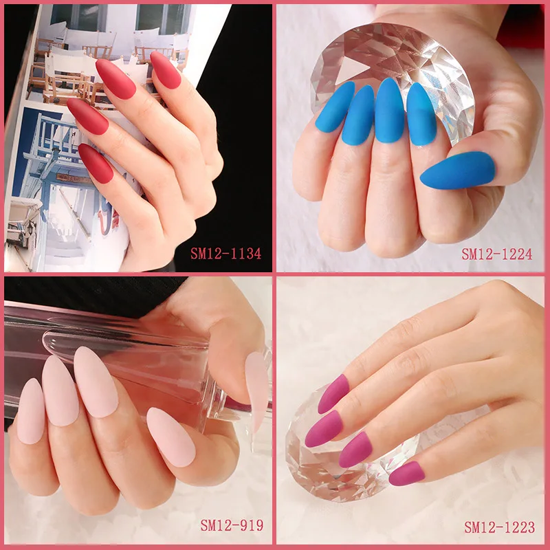 

24pcs Ladies Fake Nails Tips DIY Frosted Matte Drops Shaped False Nails CD88