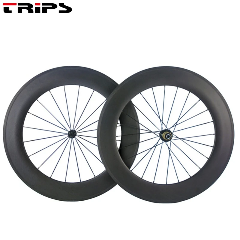 Perfect 88mm deep Clincher 700C road bike carbon wheels Powerway R36 Ceramic tubular racing carbon bicycle wheelset Basalt brake surface 6