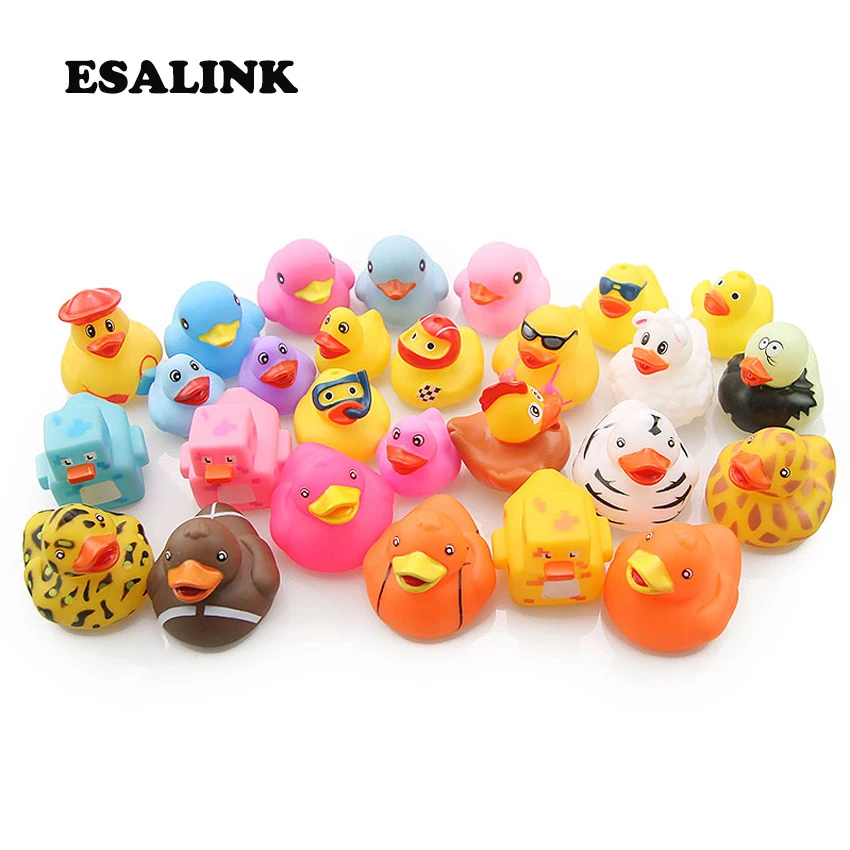 ESALINK 10 шт. случайный Мини Красочный резиновый поплавок пищалка звук Утка Игрушки