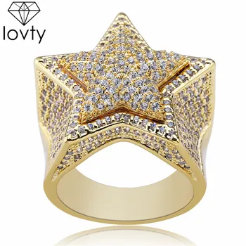 

lovty Hip Hop Rings Size 7-11 Full Crystal Rhinestone Men Rings Gold Silver Plated Luxury Male Jewelry Dropshipping