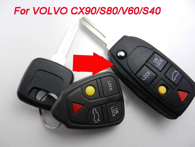 

5PCS/lot For Volvo XC90 S80 V60 S40 Modified Replacement Flip Folding Remote Key Shell Case 5 Buttons Fob Key Cover