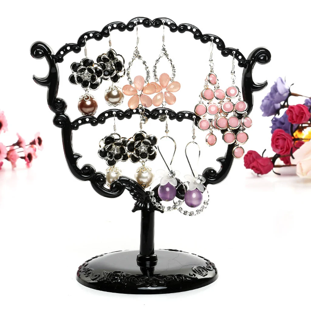 Plastic 28 Holes Earrings Jewellery Display Stand Earrings Hook Rack Holder Hangerin Jewelry