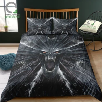 

BOMCOM 3D Digital Printing Duvet cover set dark skull eyeball evil demon mouth teeth Bedding Set 100% Microfiber