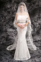 2016 Real Velos De Novia Veu De Noiva Free Shipping Wholsale Hot Sale In Stock One Layer Veils Tulle Ribbon Wedding Veil Bridal