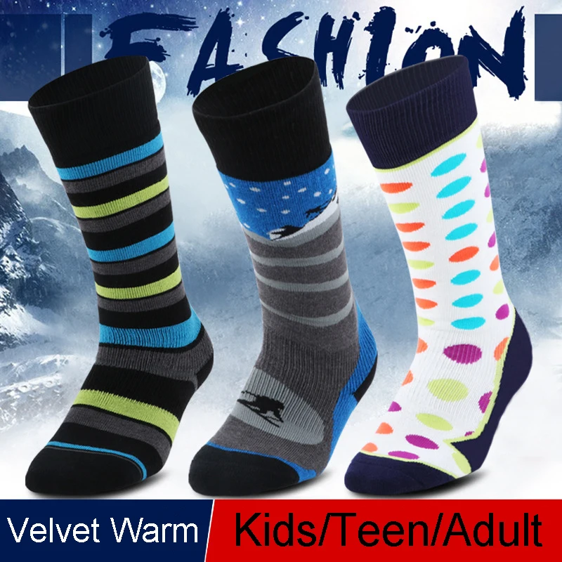 

2018 Winter Thermal Sport Mountain Snowboard Skiing Socks Hiking Men Women Knee Soccer Compression Stockings ice hockey kids