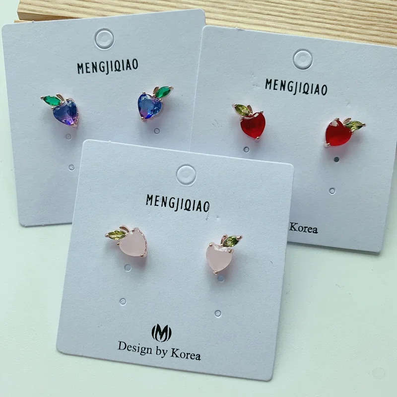 MENGJIQIAO новые корейские микро серьги с цирконием в форме сердца асимметричные серьги для женщин Dliecate Букле д 'ореиль ювелирные изделия для ушей