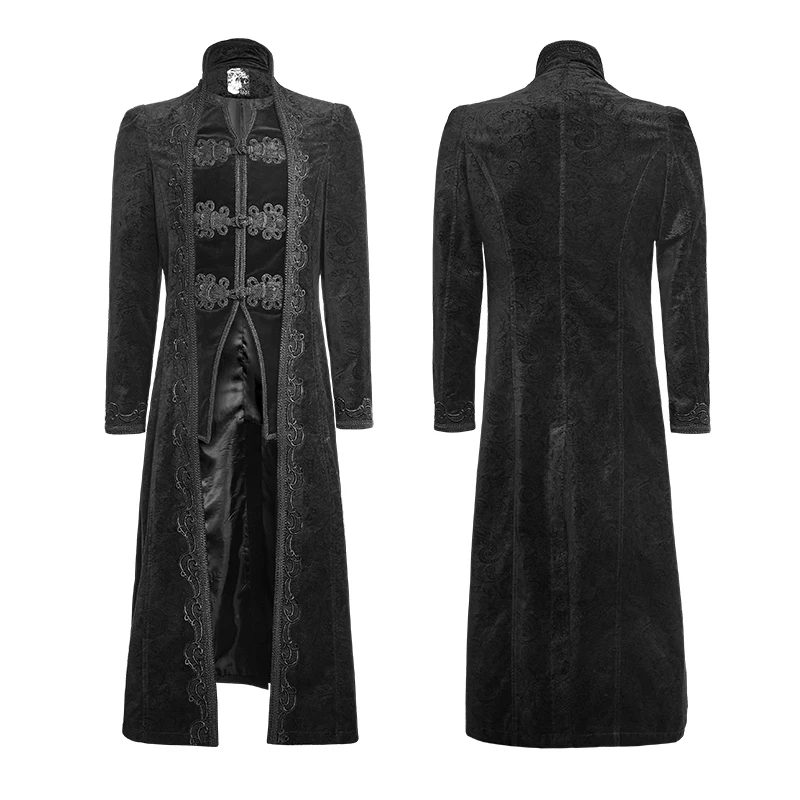 Мужские вечерние куртки в стиле панк, винтажные классические мужские пальто в стиле ретро с цветочным узором, длинная мужская куртка в готическом стиле