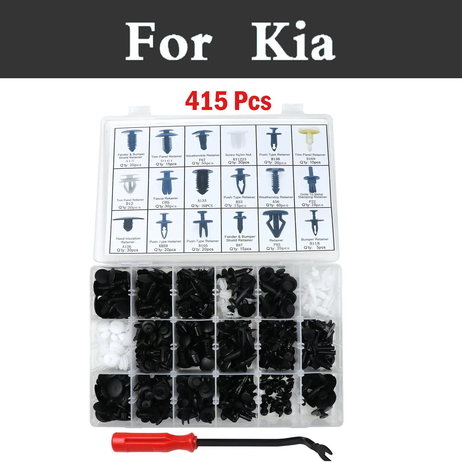 415x Push Retainer Kit Fastener,Car Push Pin Rivet Trim Clip Set Fit