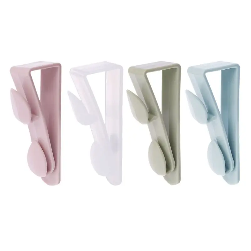 

4 Colors Plastic Over The Door Double Hook Kitchen Cabinet Clothes Hanger Holder Home Office Storage Organizer Door Hooks