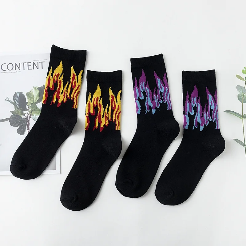 

Adult Size Hit Blaze Short Socks Raging Fire Flames Unisex Couples Lovers Heat Wave Hip Hop Pretty Ultra Violet Cool INS SOX