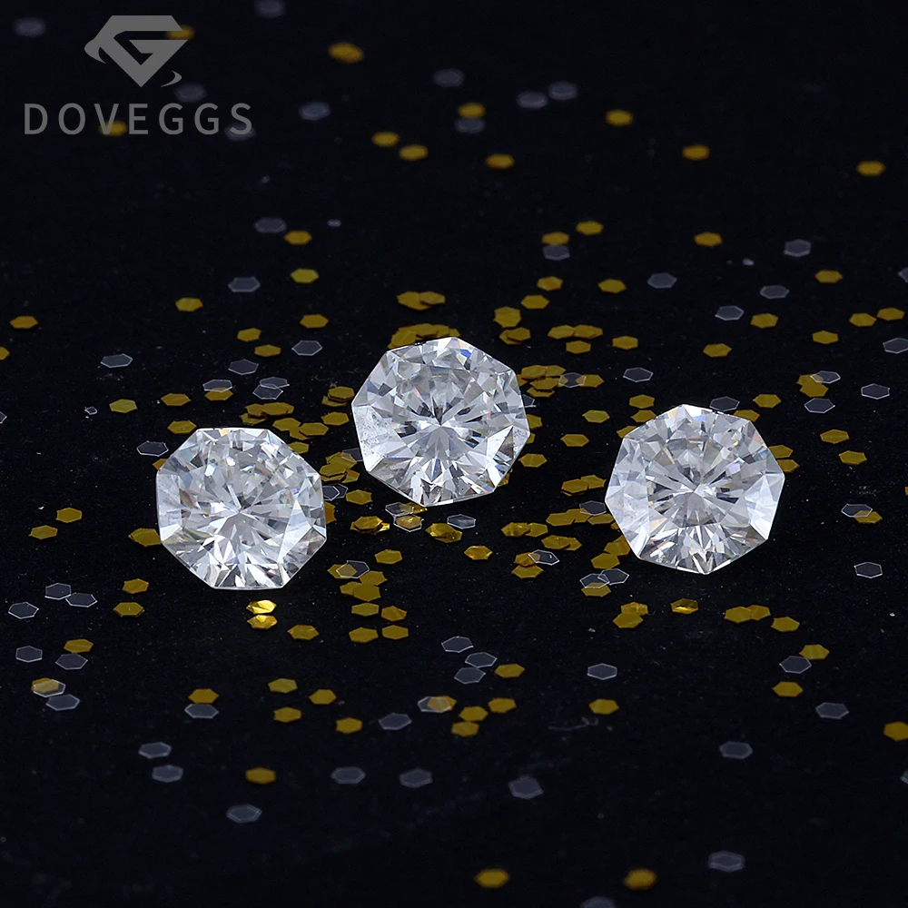

DovEggs 1 Piece 6.5mm F Color Octagon Cutting Moissanite for Jewelry Making