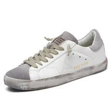 2017 Fashion Male Golden Genuine leather FLats Casual Men Trainers Goose All Sport Star Breathe Shoes Footwear tenis feminino