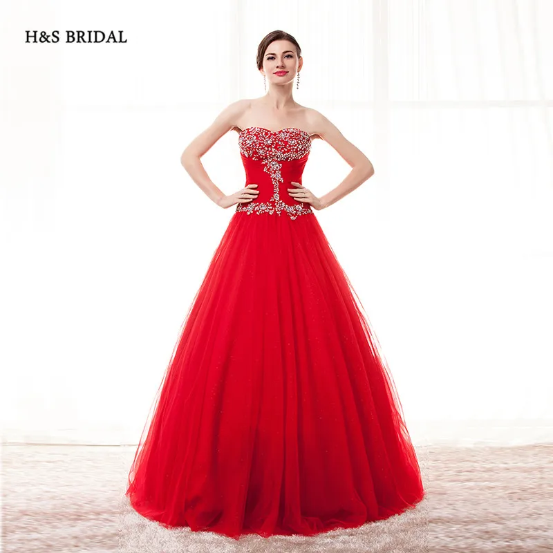 H&ampS BRIDAL Red Purple Blue Cheap Organza Ball Gown Prom Dresses Sequins Beaded Shinny sweet 16 robe de soiree quinceanera gowns | Свадьбы