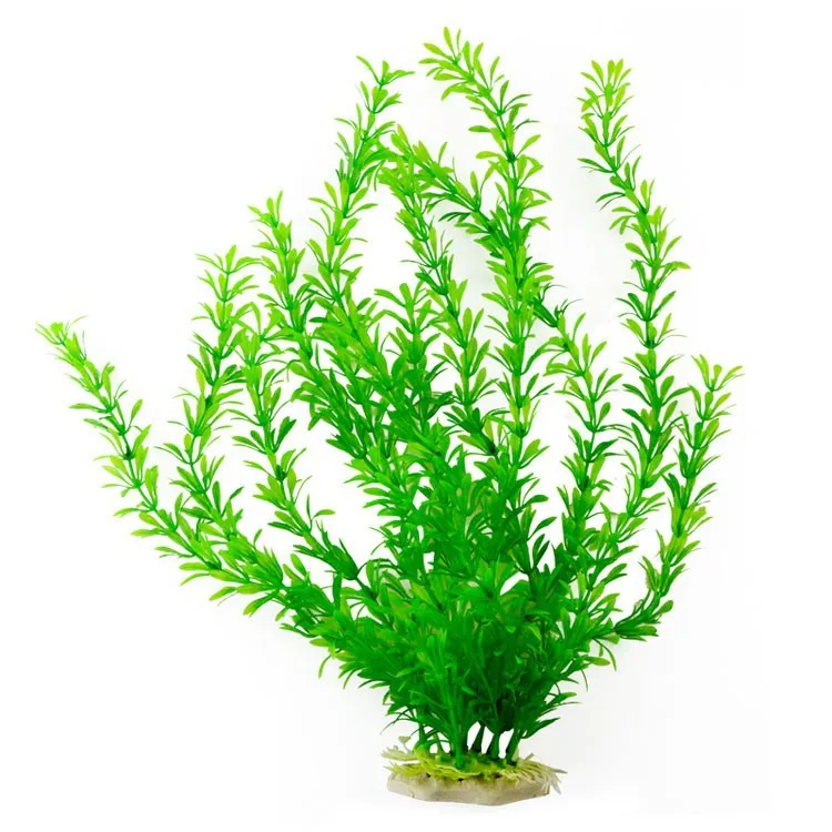 Искусственное, зеленое, пластиковое растение для украшения и декора аквариума, высота 45 см