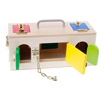 

Free Shipping Montessori Colorful Lock Box Kids Children Educational Preschool Training Toys