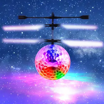 

OCDAY LED Flashing Light Induction Helicopter Toy Luminous Flying Crystal Ball Floating Flight Sensor Aircraft Toy Gift for Kids