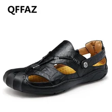 QFFAZ/Новые мужские сандалии из натуральной кожи мягкая дышащая обувь летние мужские деловые туфли-гладиаторы в стиле ретро Sapatos