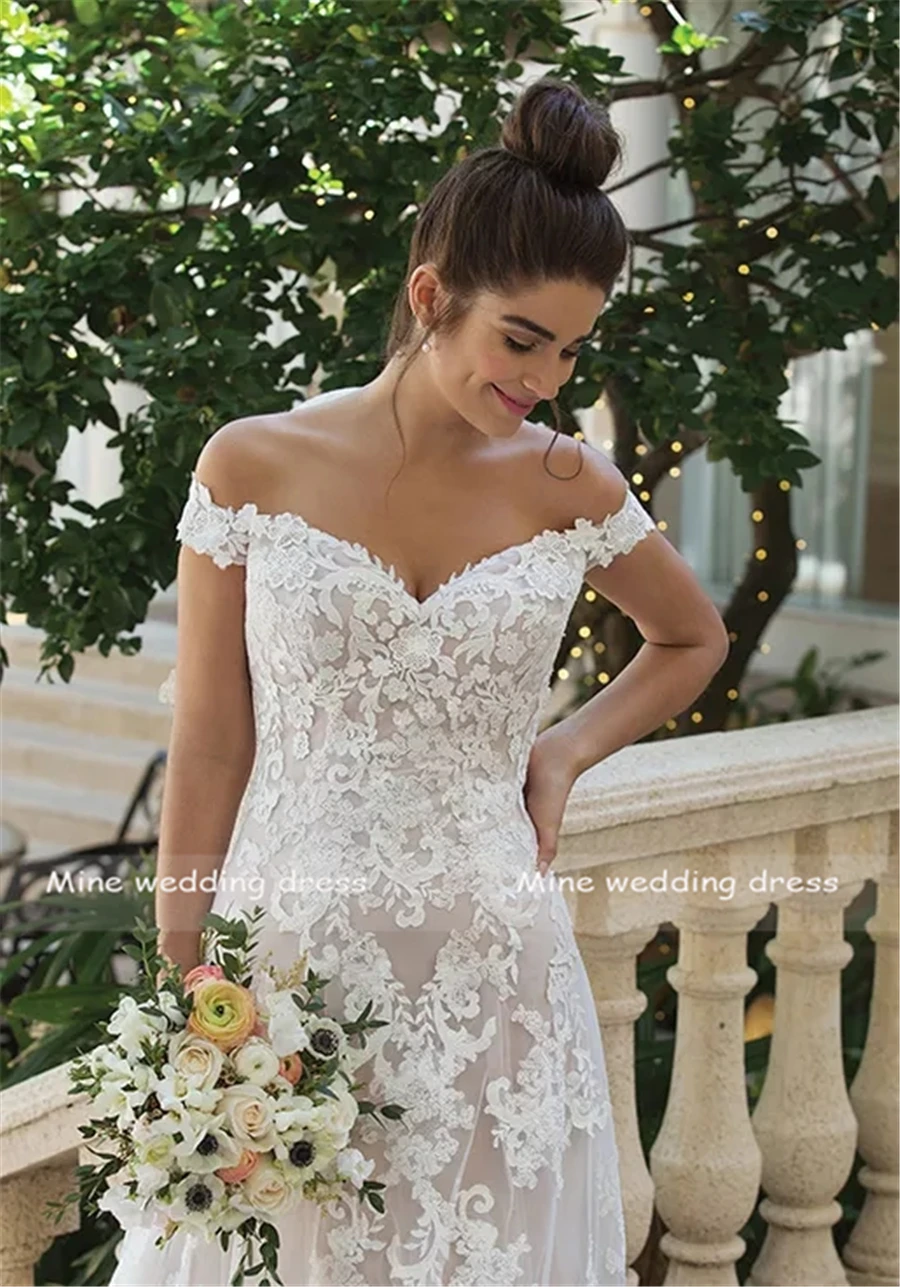 Off-the-Shoulder-A-Line-Wedding-Gown-Champagne-with-Iovry-Lace-Applique-Button-Back-Bridal-Gowns