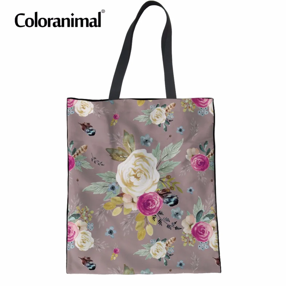 

Coloranimal 3D Funny Floral Print Women Large Canvas Handbag Cotton Shopper Bag Reusable Folding Lady Tote Bag Linen Canvas Bags