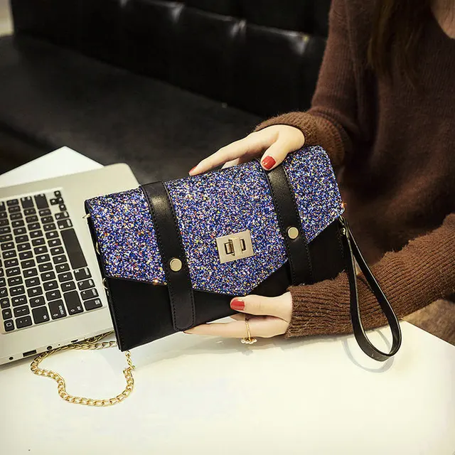 QIAOBAO 2018 Ladies Large Evening Bags Ladies Sequined Clutch Bag Party