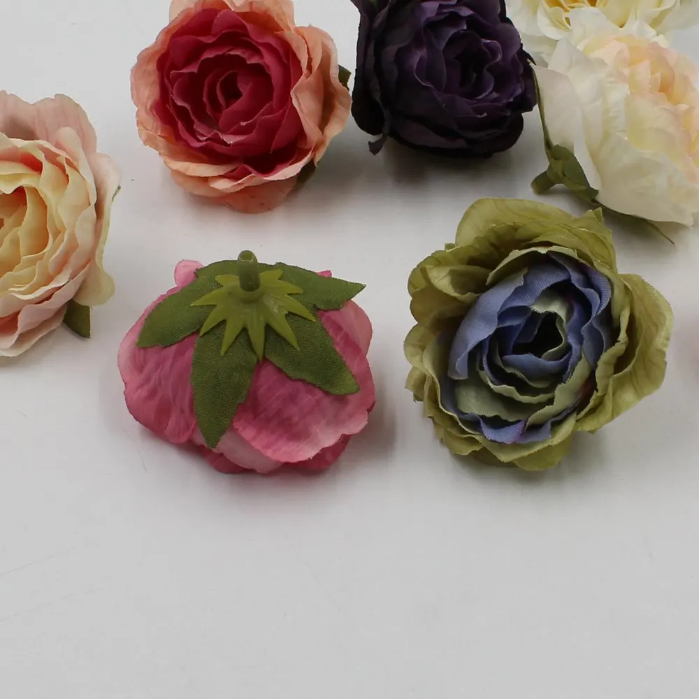 

2018 New 10pcs/lot 4.5cm Peony Flower Artificial Silk Wedding Decoration DIY Wreath Decoration Flower Fake Flower