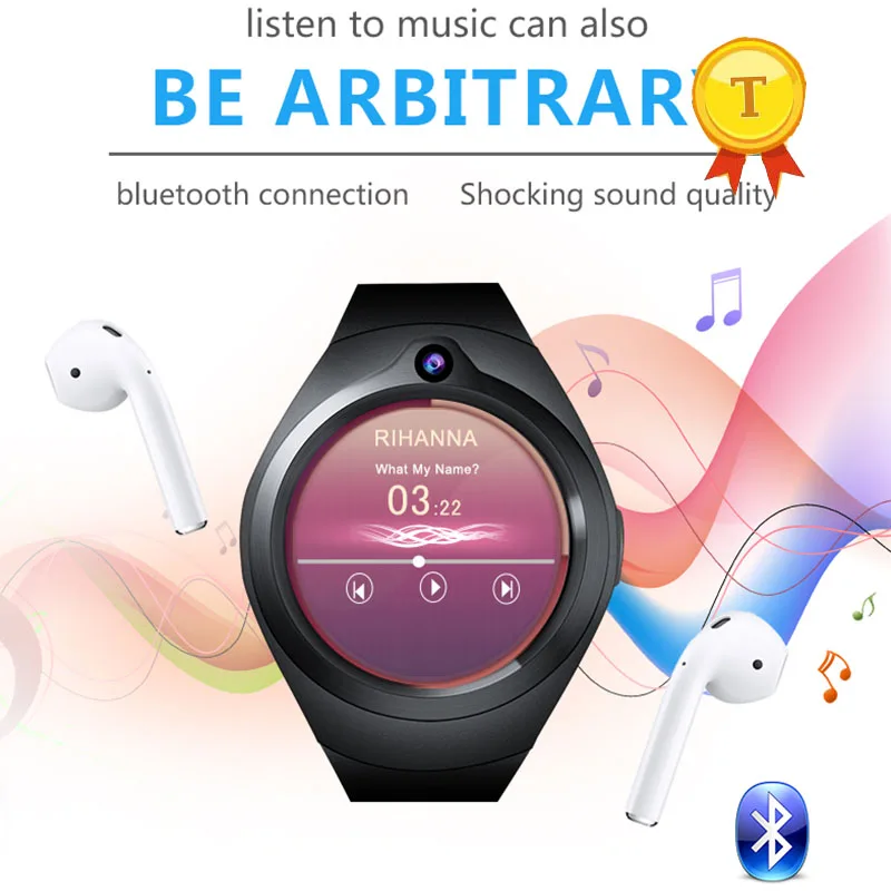 

2018 newest 1.3inch full bright screen 3G Android smart watch phone support 2G 3G network WCDMA2100/850 listen music by headset
