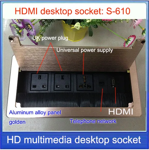 Настольная розетка с английской вилкой/Скрытая/HDMI Сеть RJ45 Информационная