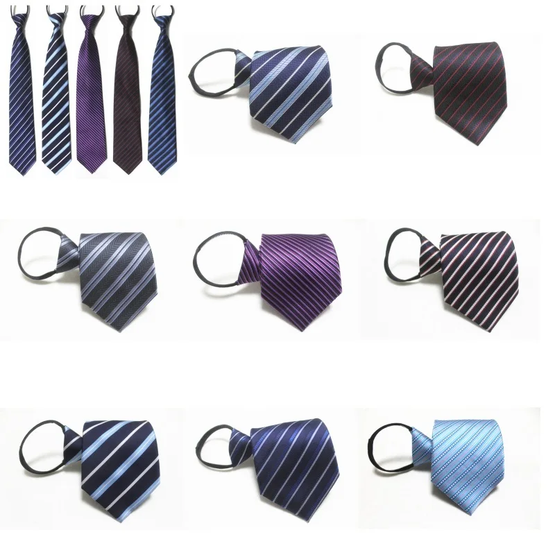 HOOYI Mens Ties Stripe Zipper Easy Necktie Business Tie 9cmin Men's