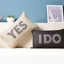 "YES I DO" пара свадебных подарков домашний декор подушка из льняного полотна Подушка диванные подушки декоративная подушка