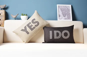 

"YES I DO " couple wedding presents Home Decor cushion Linen cotton pillow sofa cushions decorative Throw Pillow