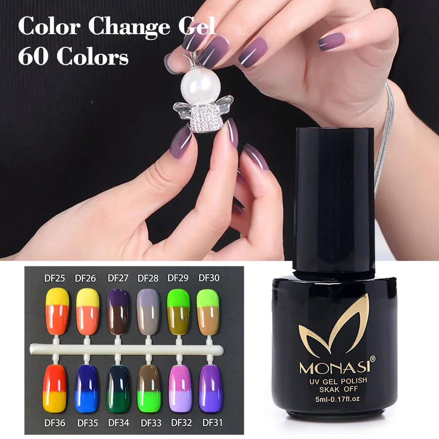 

(DF25~DF48) MONASI New Arrival Promotion Candy Colors Temperature Color Change Nail Gel Polish UV Gel Nail Art Varnish Polish