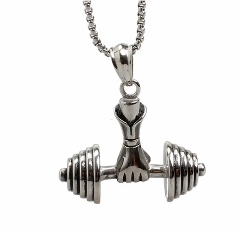 Dumbbell Pendant Fitness Necklace Weightlifting Gym Weight Crossfit Barbell Necklace Fitness