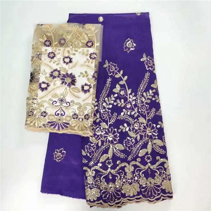 

purple African George Lace Fabric With Net Blouse Lace Nigeria Embroidery Wedding Fabrics For India Women african fashion