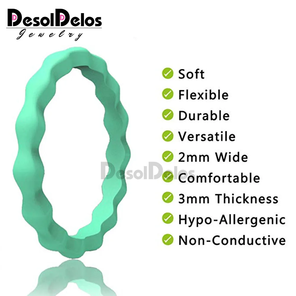 

2019 New 3mm FDA Food Grade Silicone Ring Hypoallergenic Crossfit Flexible Wave Silicone Finger Ring For Women Wedding Rings