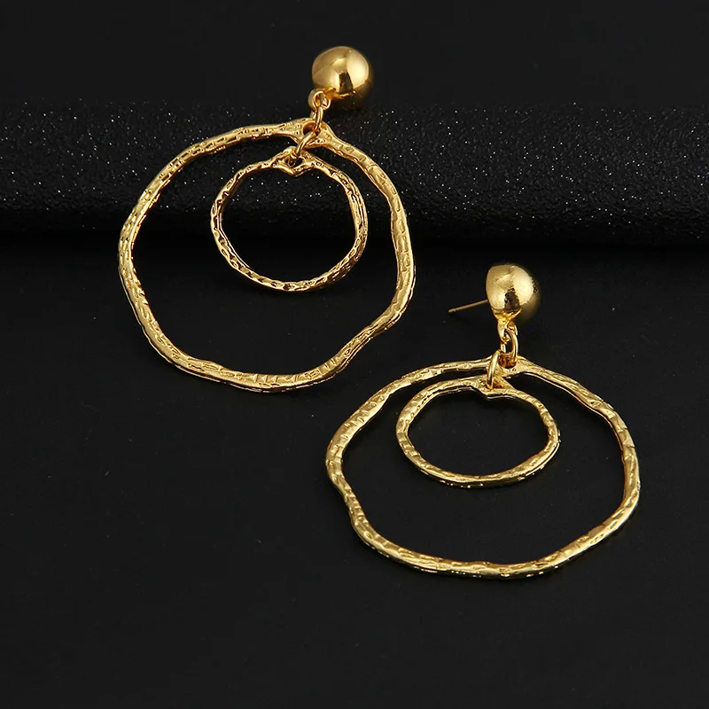 

RscvonM Boho Gold Color Big Circle Round Hoop Earrings For Women Fashion Geometric Hoops Punk Rock Statement Earrings