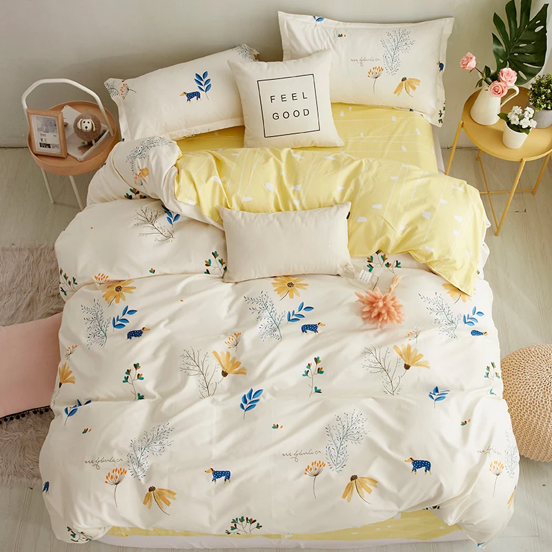 

Home textile fashion flower bedding set duvet cover flat sheet set king bed sheet bedspread bed linen home bedding for Adult kid