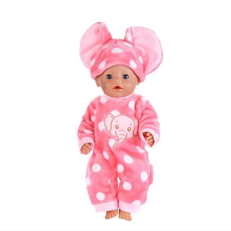

Doll Clothes Born New Baby Fit 18 inch 43cm Blue Elephant Pink Yellow Chicken Animal Doll Accessories For Baby Birthday Gift