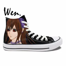 Вэнь рука больно обувь аниме Дизайн заказ Vampire Knight Для мужчин Для женщин черный высокие холщовые кроссовки подарки на день рождения
