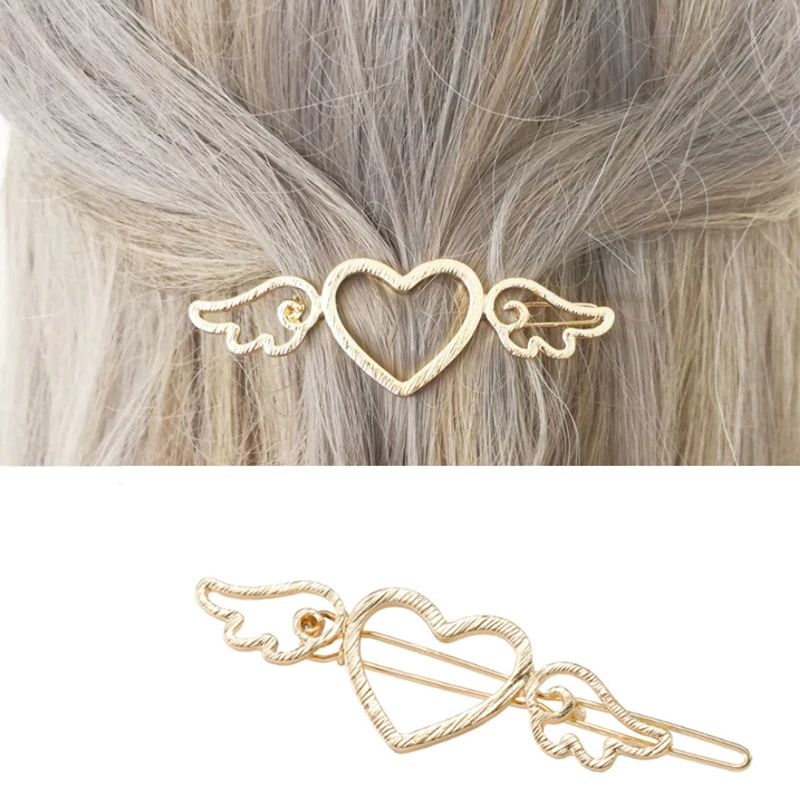 

1 pcs Fashion Delicate Hollow Love Wings Hairpins Retro Simple Metal Hair Clips For Women Hair Accessories Headwear