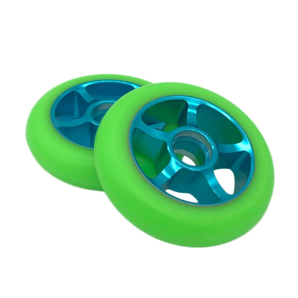 

SzBlaZe Brand New 2 Piece 100mm 88A Stunt Scooter Wheels with 7005 Aluminium Hub High Rebound Pu Freestyle Scooters Accessories