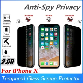 

VSKEY 100pcs 2.5D Anti Spy Privacy Tempered Glass For iPhone X Screen Protector Anti-Peeping Full Cover Protective Glass Film