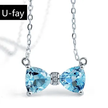 

Natural Topaz Pendant Necklace 925 Sterling Silver Fashion Birthstone Girl Gift Cute Heart Knot Woman Jewelry