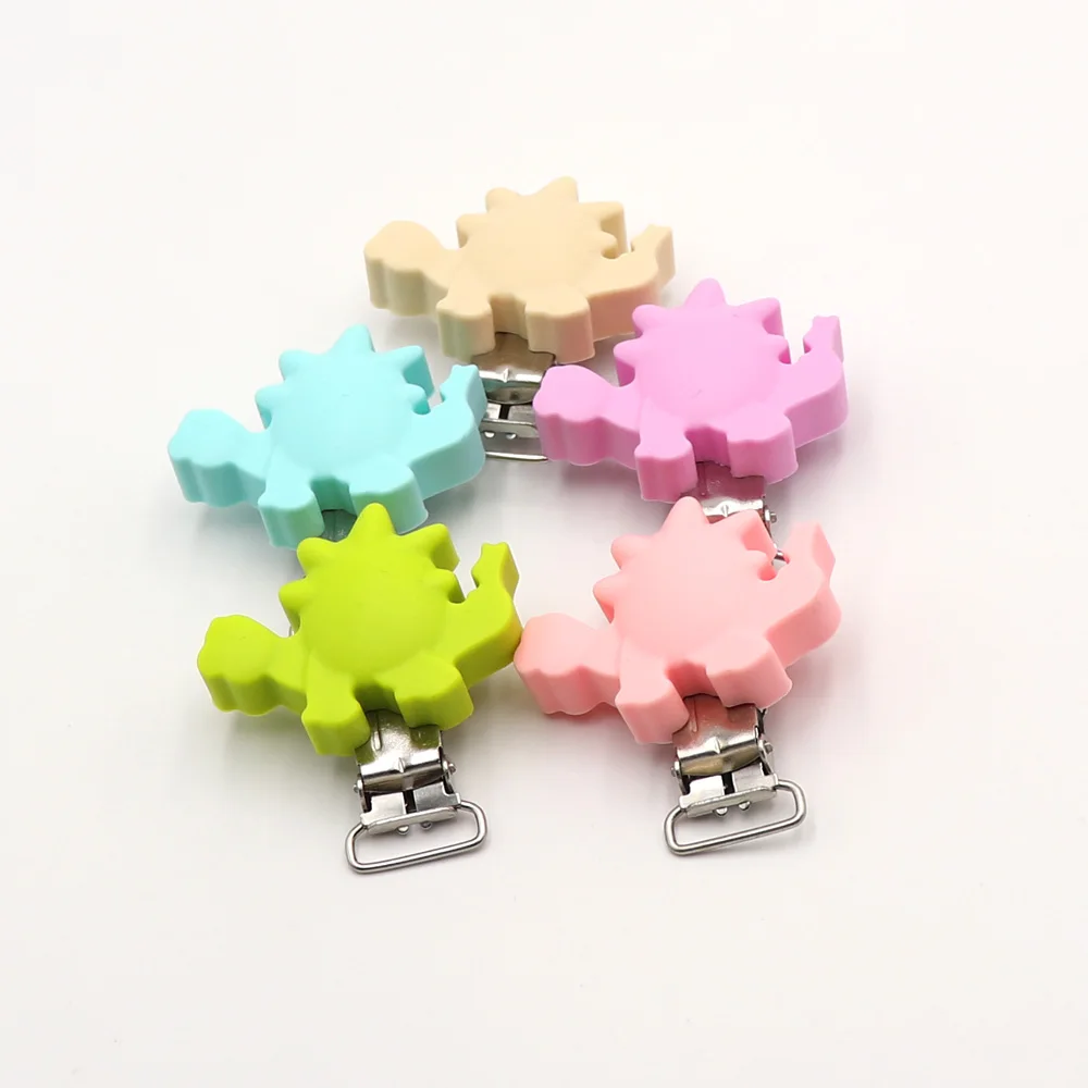 TYRY.HU 1PC Dinosaur Shaped Pacifier Clip Baby Silicone Teether DIY Beads Pacifier Chain Accessories Clip Nipple Clasps BPA Free