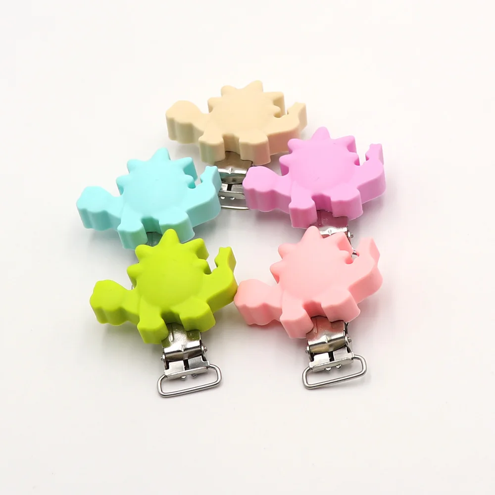 

TYRY.HU 1PC Dinosaur Shaped Pacifier Clip Baby Silicone Teether DIY Beads Pacifier Chain Accessories Clip Nipple Clasps BPA Free